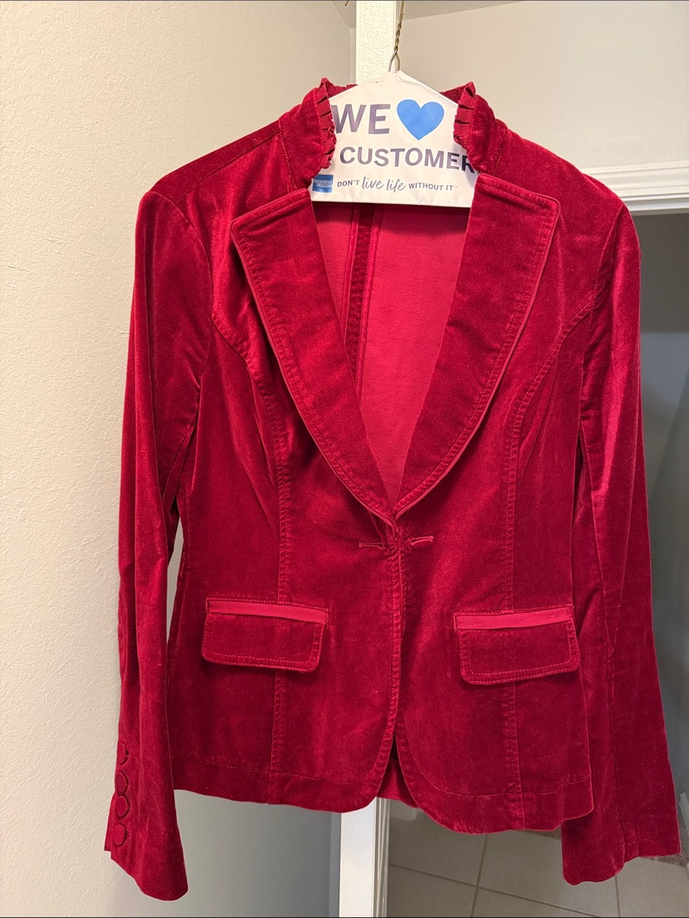 Women's Red Velvet Blazer Jacket